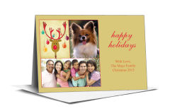 Christmas Happy Rudolph and Ornament Antlers Cards with multiple photo 7.875
